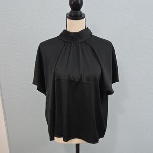 NWT BANANA REPUBLIC High-Neck Short Dropped Sleeves Back V Neck W/ Tie Sz Medium